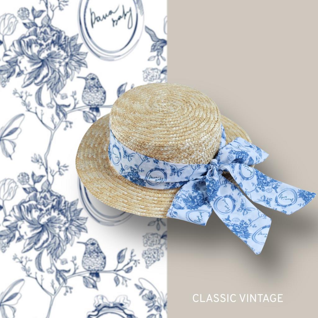 Шляпа-канотье "Classic Vintage" цвет: синий/белый