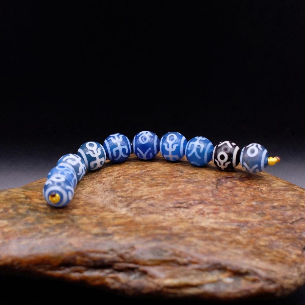 Набор бусин Дзи Большой Человек (синие) 10 мм