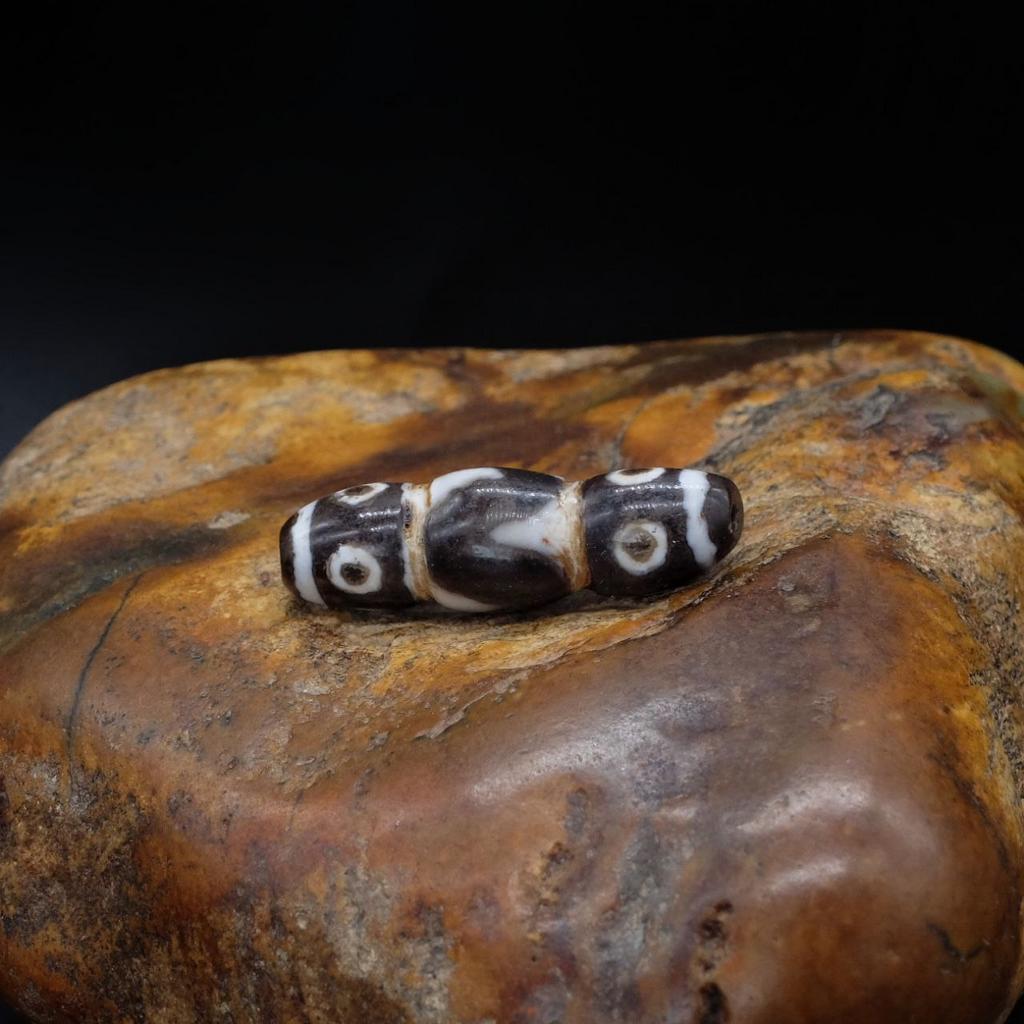 Тройная Бусина Дзи 8 глаз в зубах тигра N°3