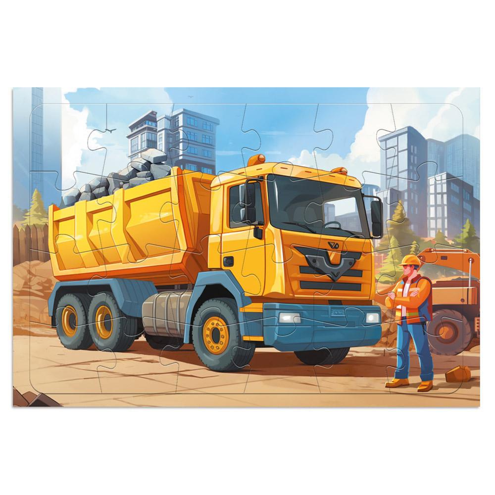 Пазл листовой на подложке. Грузовик. 24 детали.