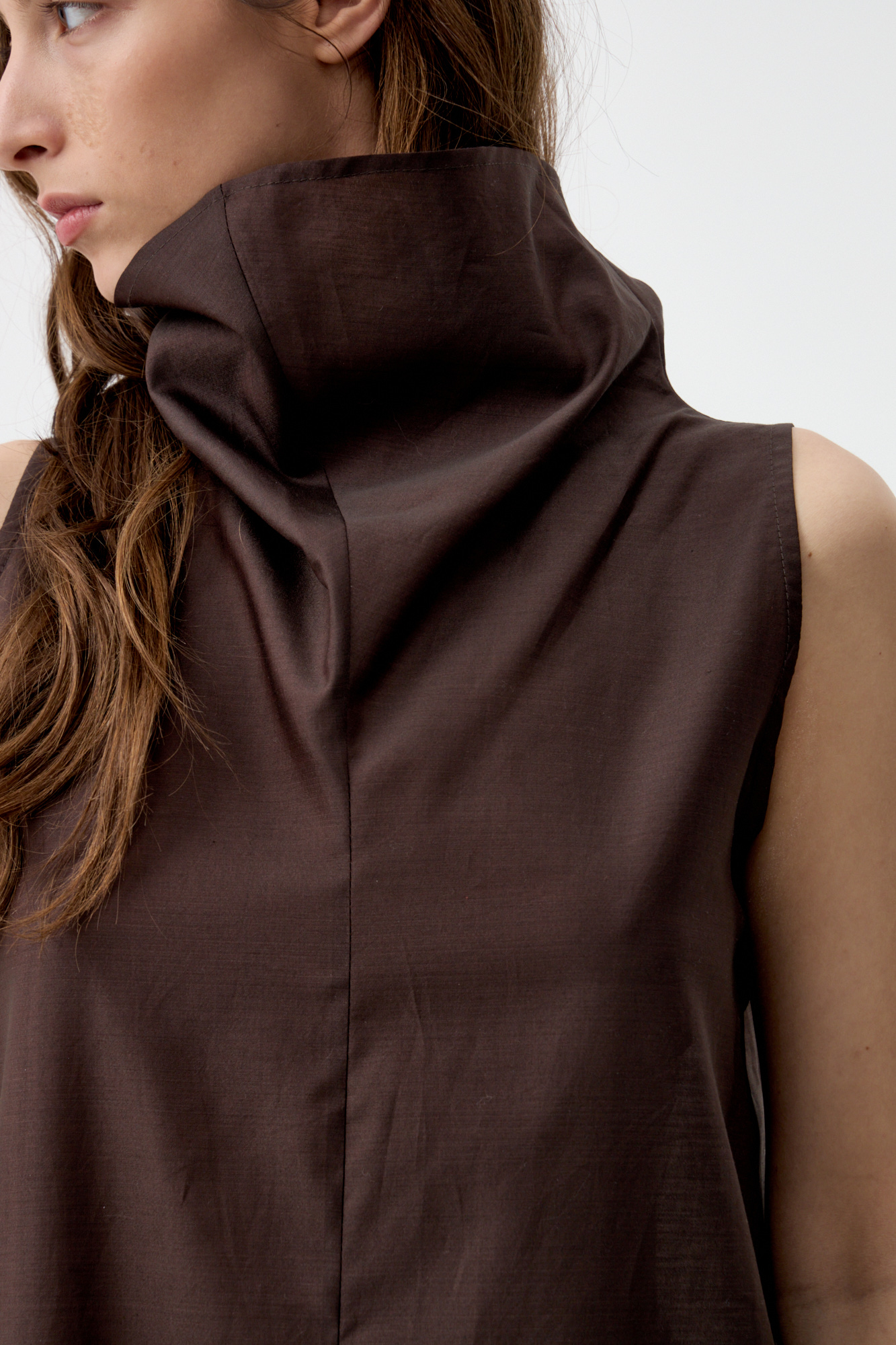 Туника из хлопка и шелка коричневая