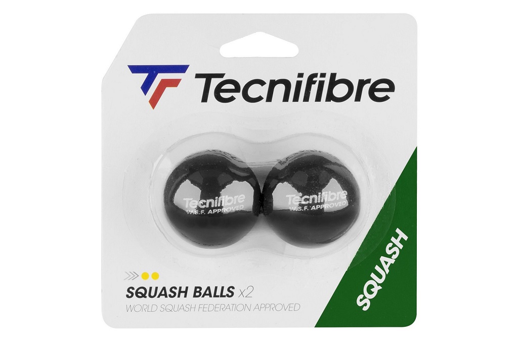 Мячи для сквоша Tecnifibre Two Yellow Dot, 2 желтые точки, черный, 2 штуки