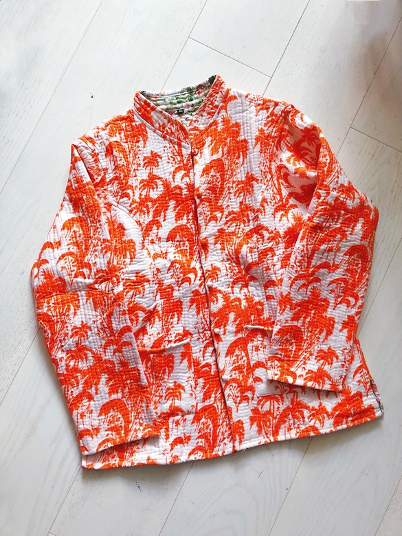Белый жакет с пальмами, M-L