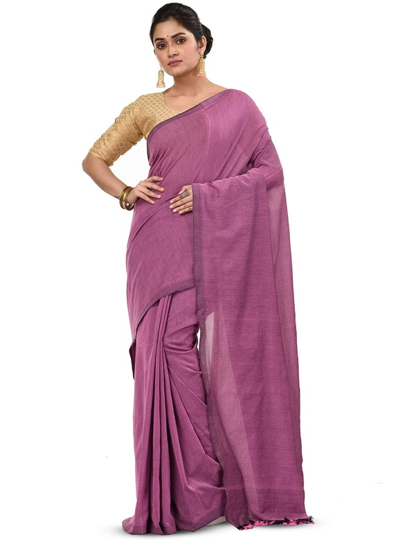 Розово-сиреневое сари тант