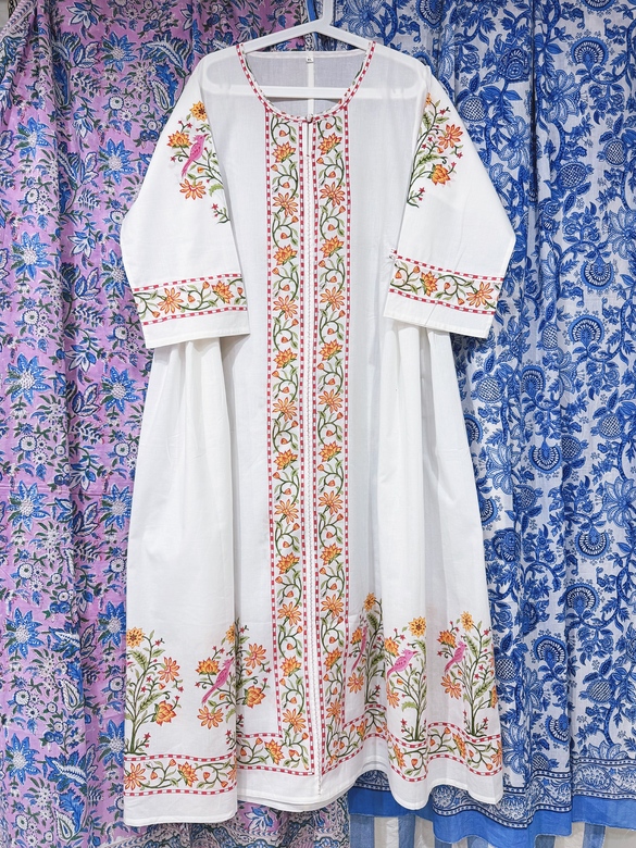 Белое лёгкое платье с птицами, XL