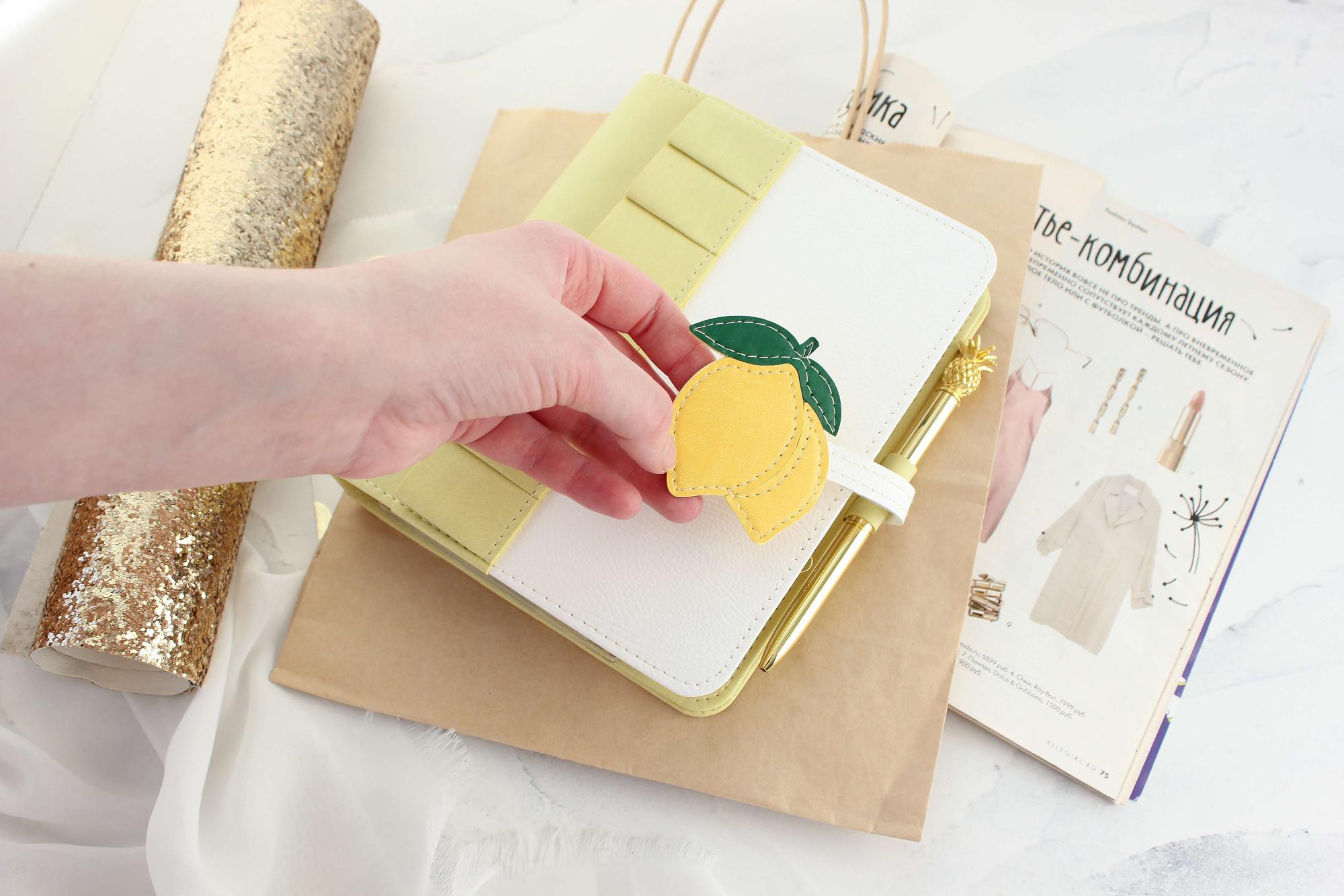Планер "Лимонный с рюшей" (готовый блокнот ручной работы на кольцевом механизме А6+)