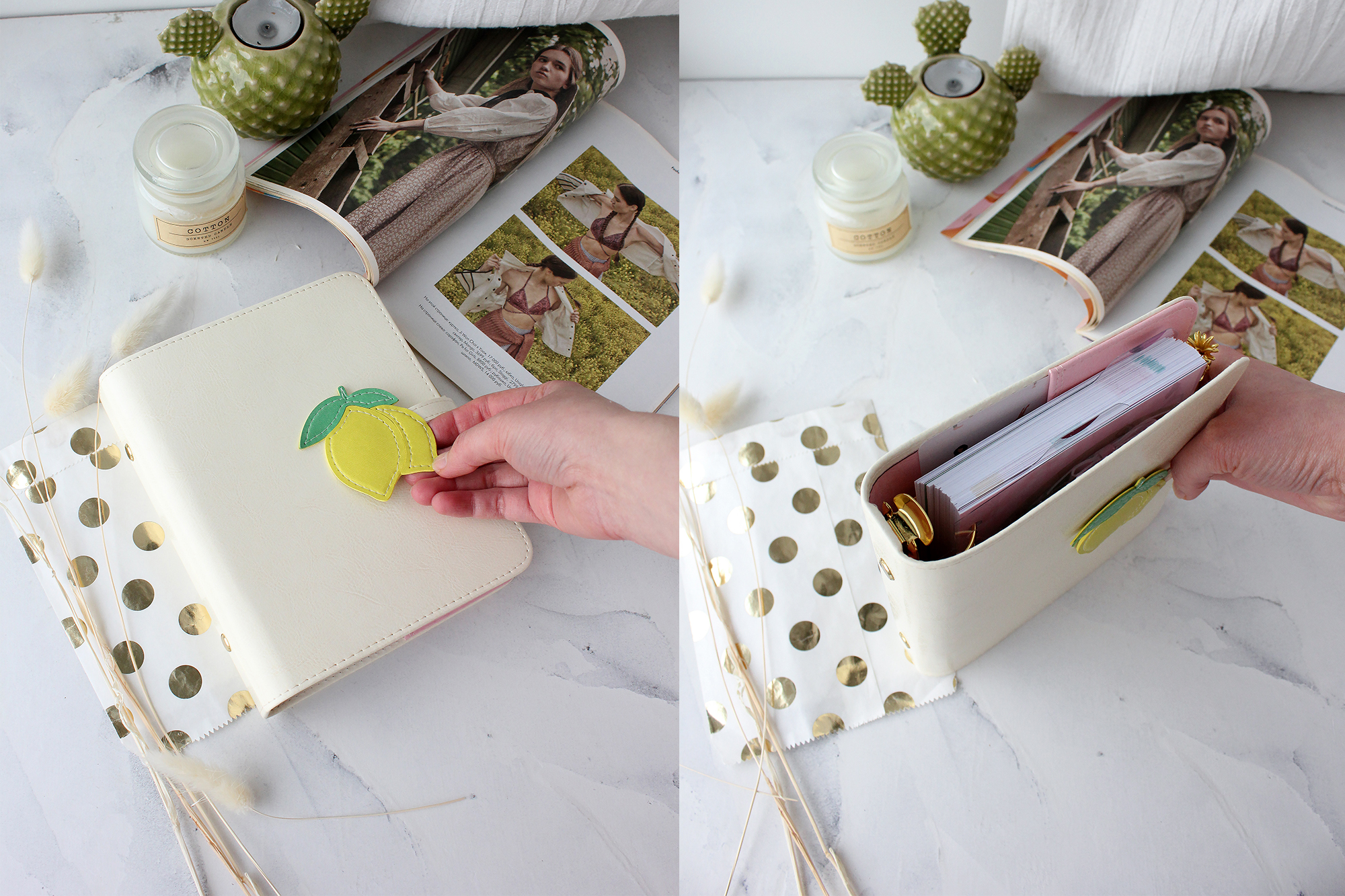 Планер "Лимонный" (готовый блокнот ручной работы на кольцевом механизме А6+)