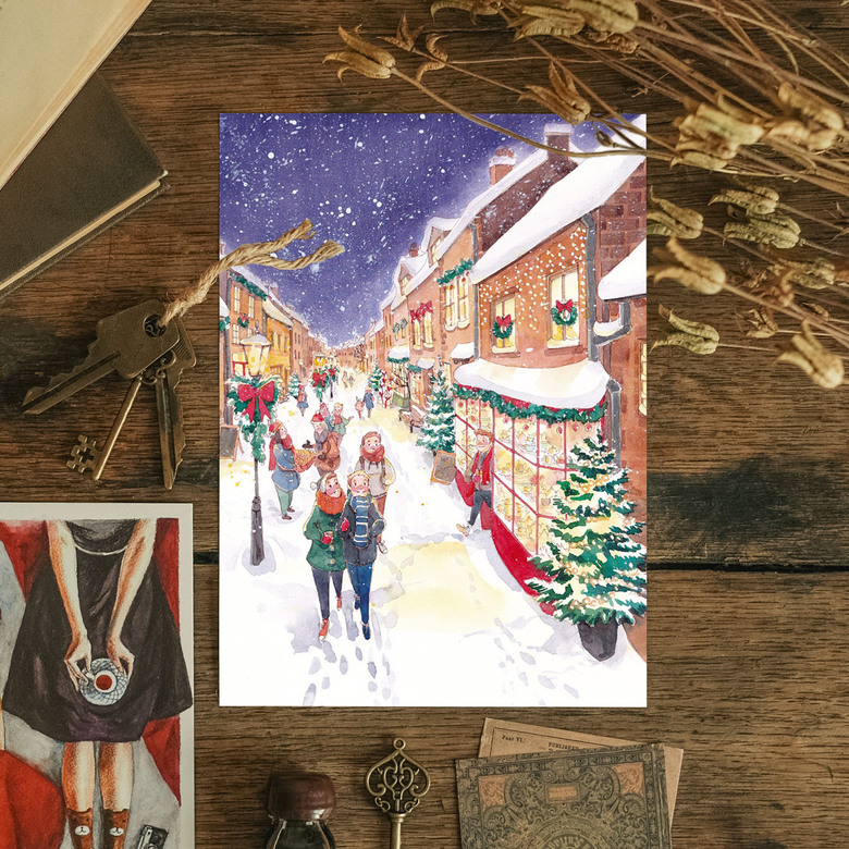 зимние открытки, почтовые открытки, cedar cards