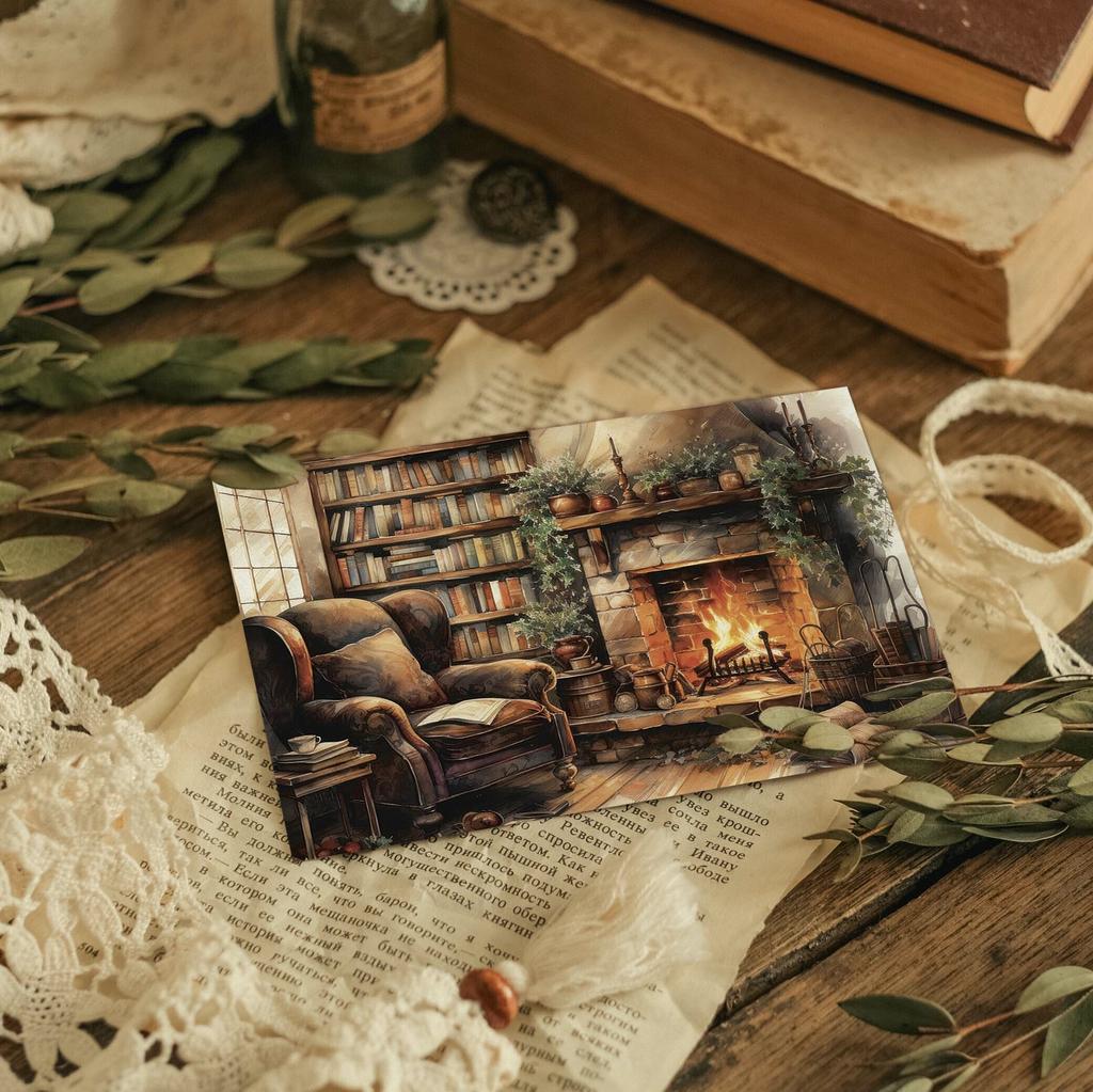"Книжная гостинная" почтовая открытка для посткроссинга