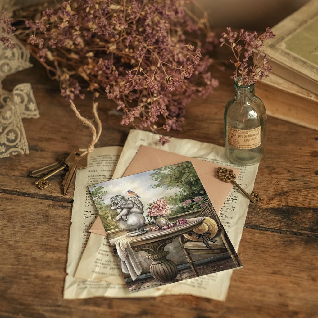 "Романтичный столик" почтовая открытка для посткроссинга