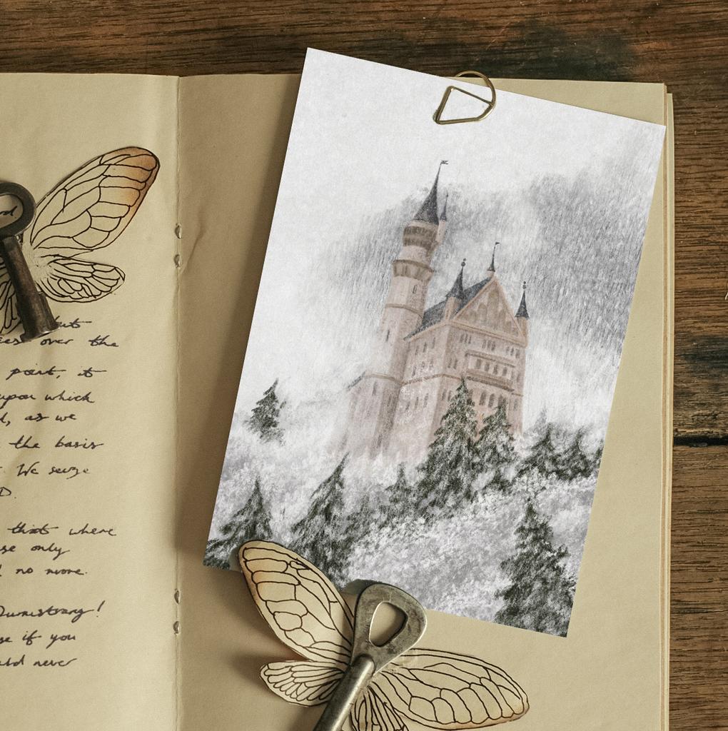 "Снежный Хогвартс" почтовая открытка для поcткроссинга