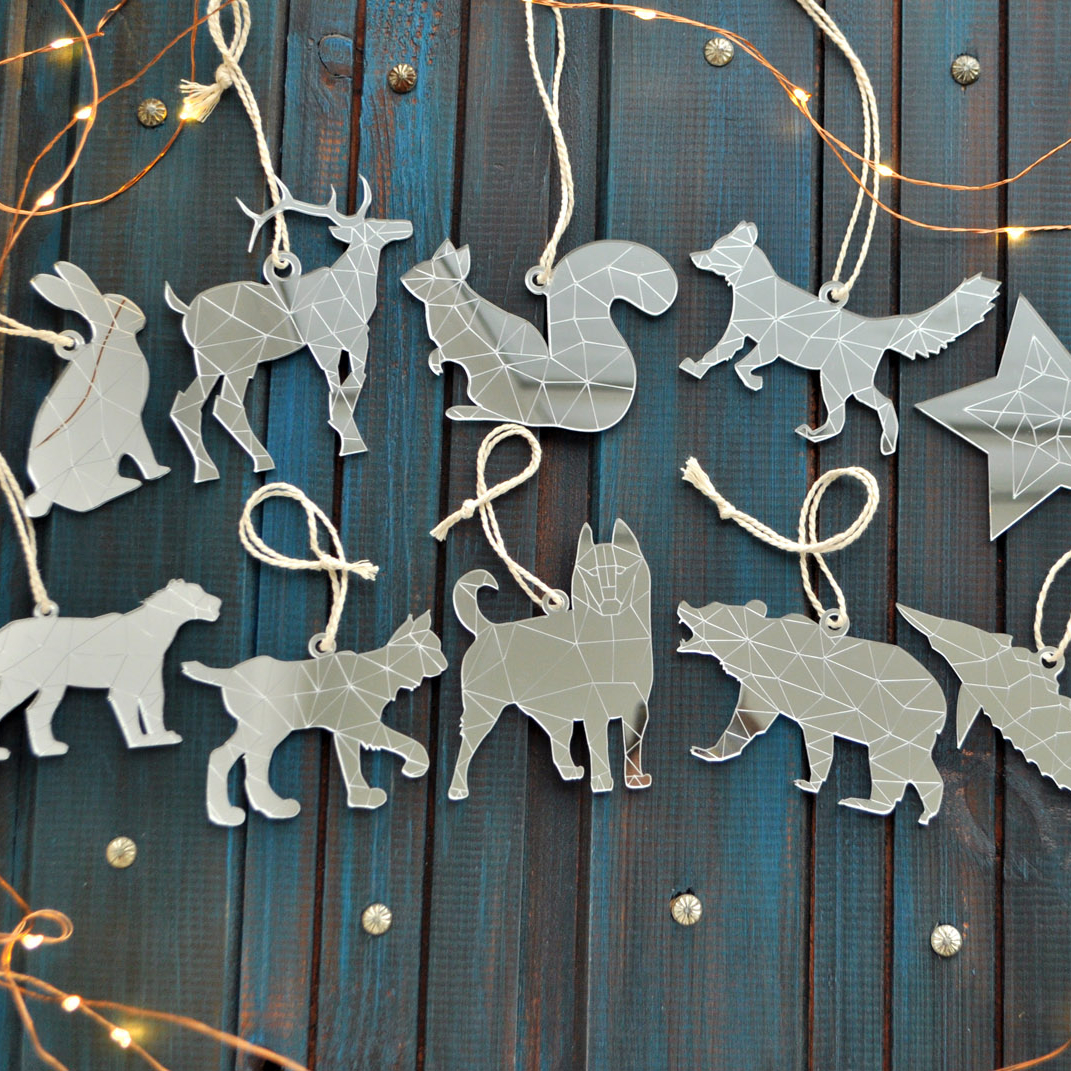 подарочный набор новогодних игрушек с сибирскими животными на ёлку ручной работы - сибирский сувенир на новый год