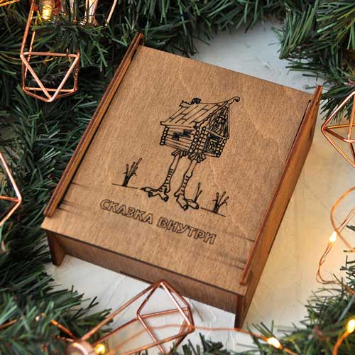 Набор зеркальных ёлочных игрушек Сказка внутри в подарочной коробке - необычный подарок на Новый год 2025