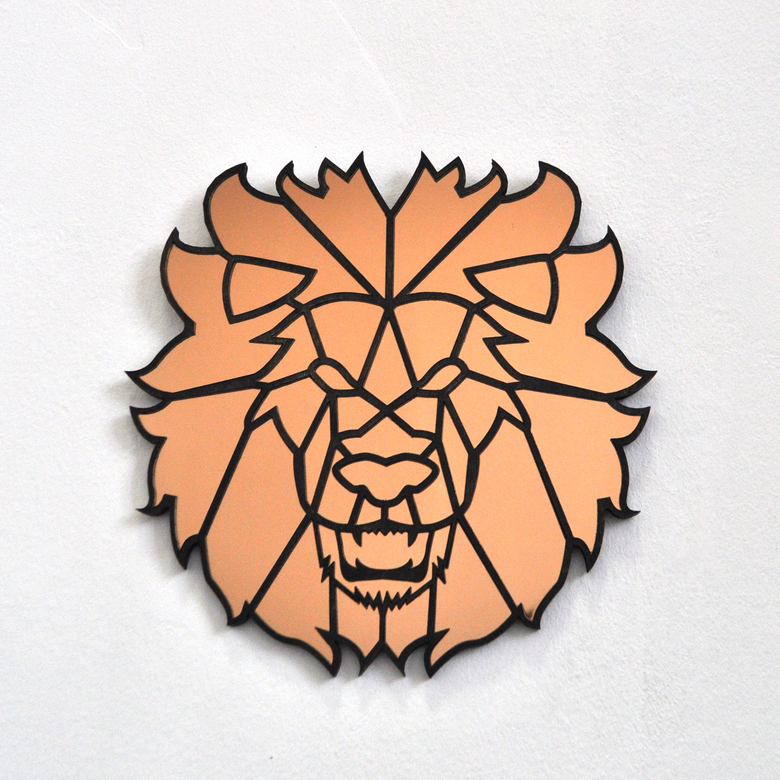 Лев полигональный с секциями - декоративное зеркало - УЦЕНКА