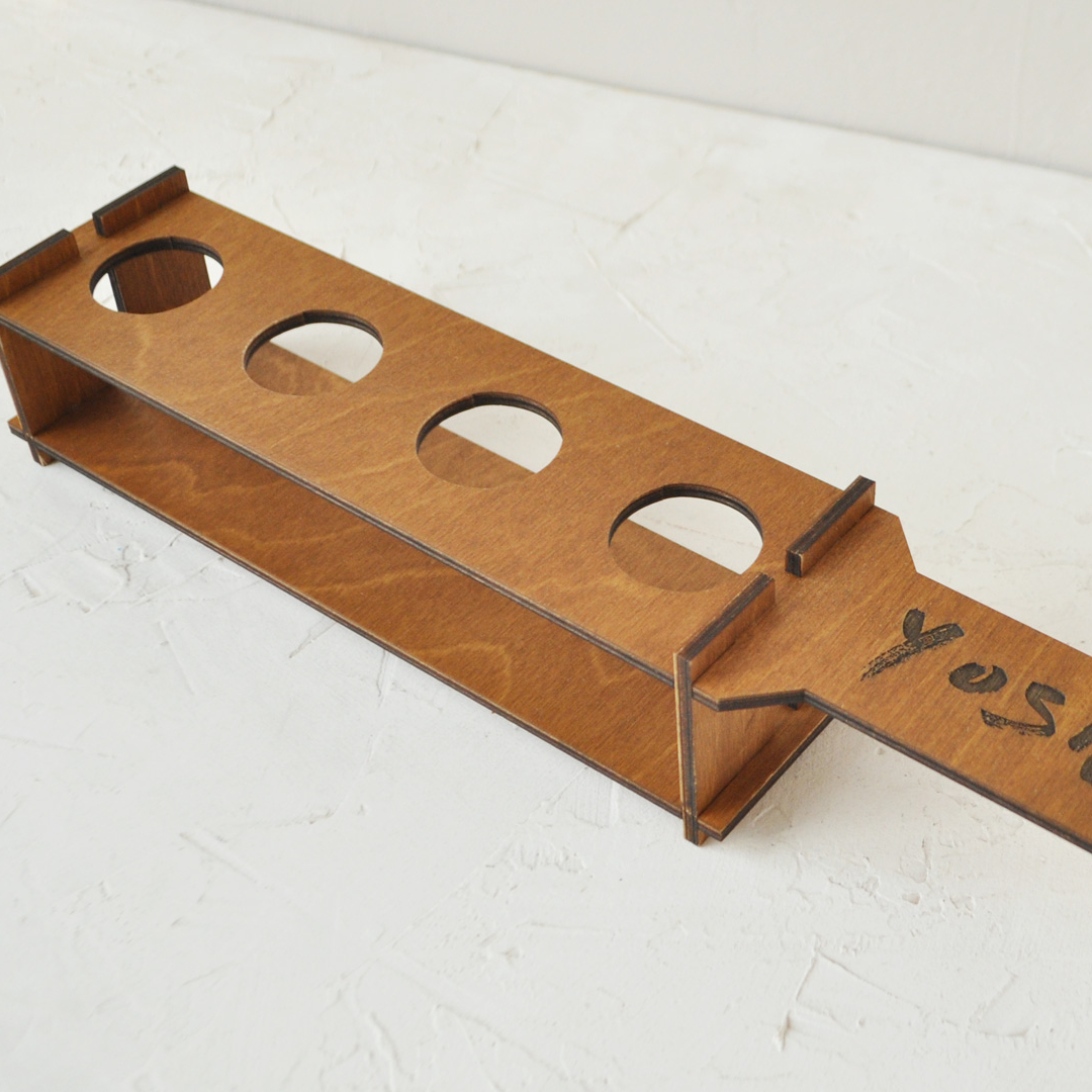 шотница из дерева под 4 шота с ручкой под заказ с вашим логотипом