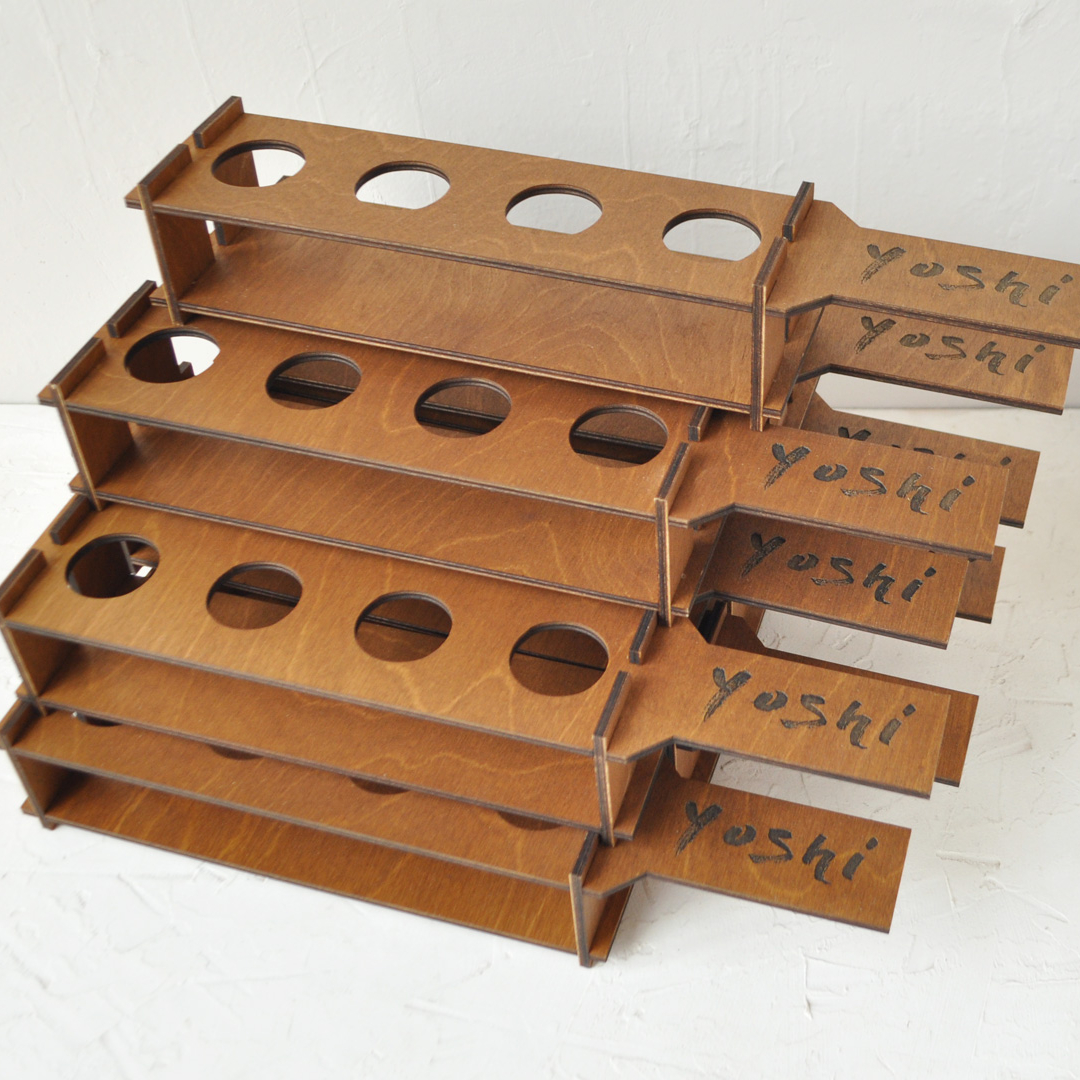 шотница из дерева под 4 шота с ручкой под заказ с вашим логотипом