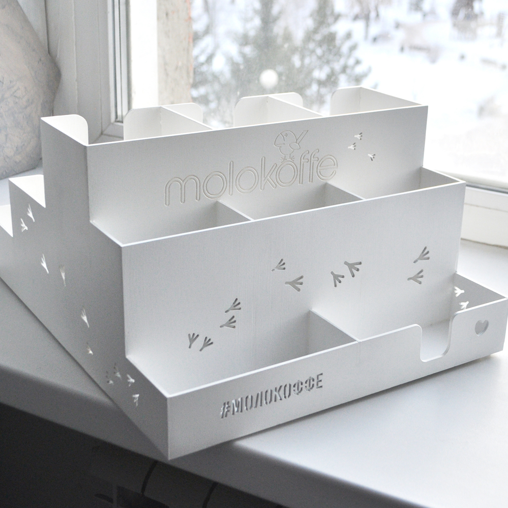 Большой кофейный органайзер под столовые приборы, стаканчики и салфетки на заказ с вашим логотипом