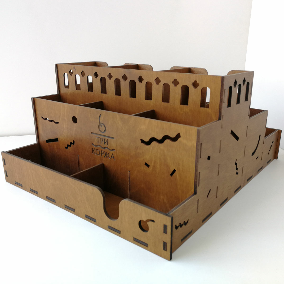 Большой кофейный органайзер под столовые приборы, стаканчики и салфетки на заказ с вашим логотипом