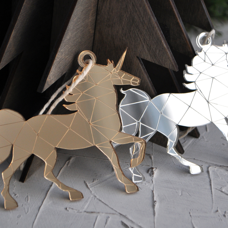 необычная новогодняя ёлочная игрушка единорог - сувенир на новый год необычный подарок в виде единорога