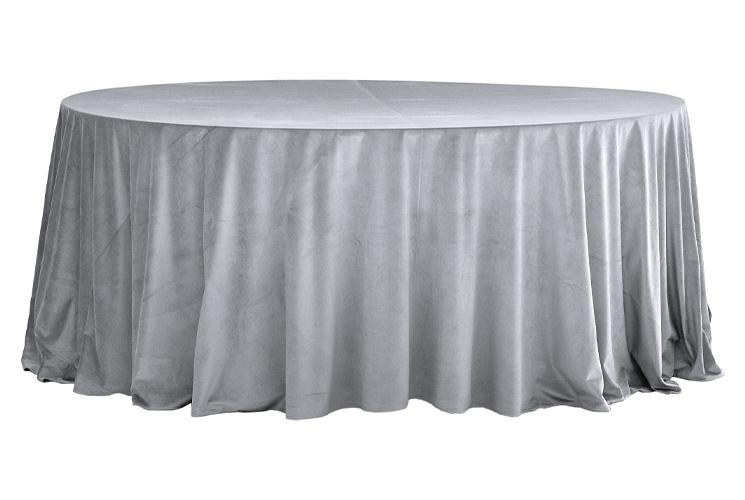 Скатерть круглая «Светло-серая» велюр