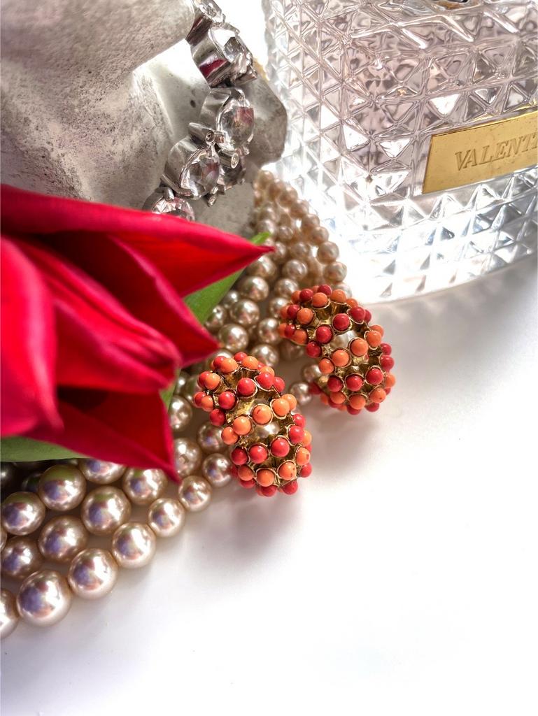 Серьги-кольца в кораллово-персиковом цвете