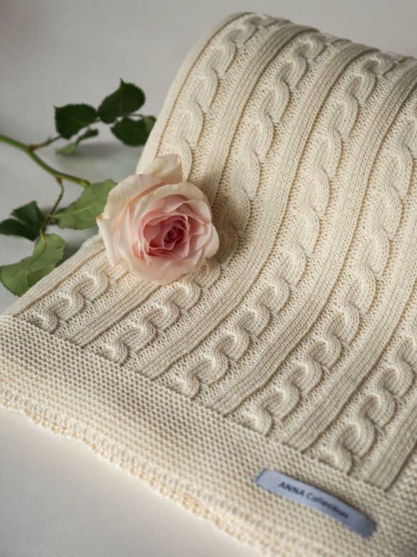 Плед детский 110х160 (100% хлопок) молочный