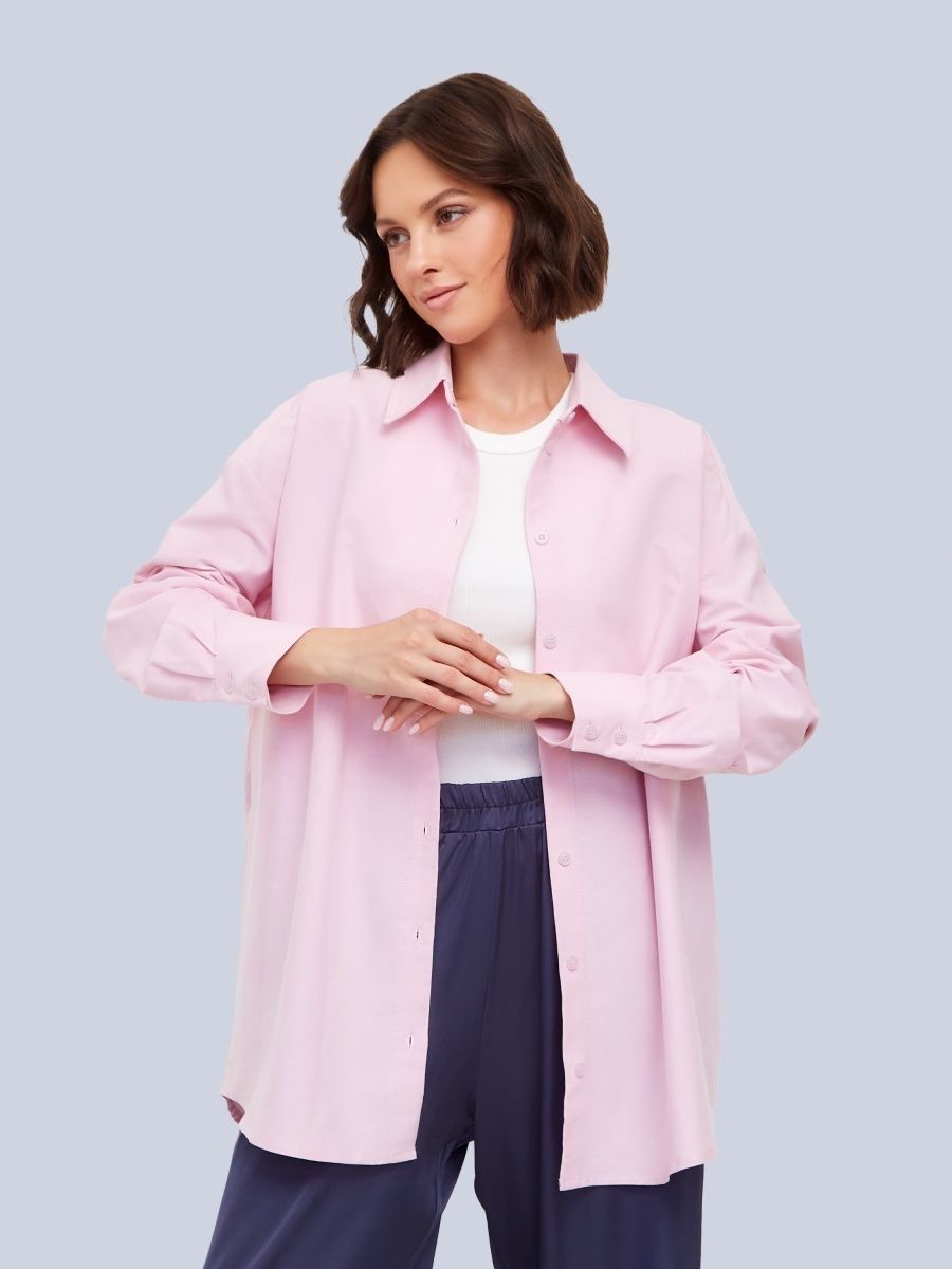 Рубашка классическая без карманов (розовый)