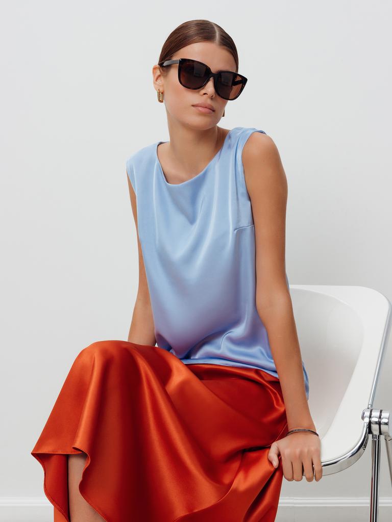 Топ шелковый женский вечерний (голубой)