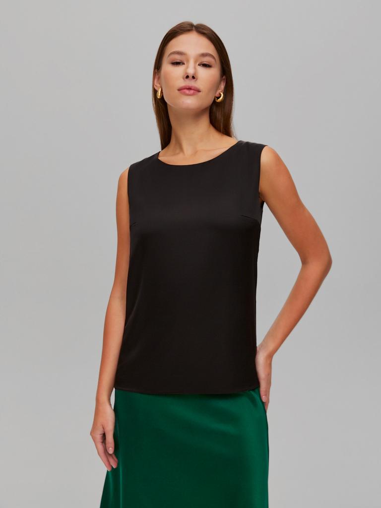 Топ шелковый женский вечерний (черный)