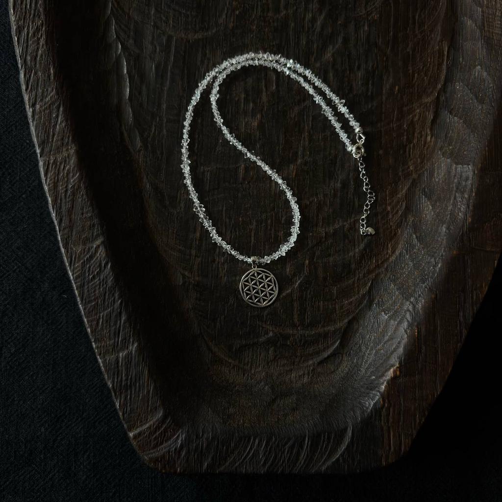 ожерелье из херкимера с кулоном с цветком жизни