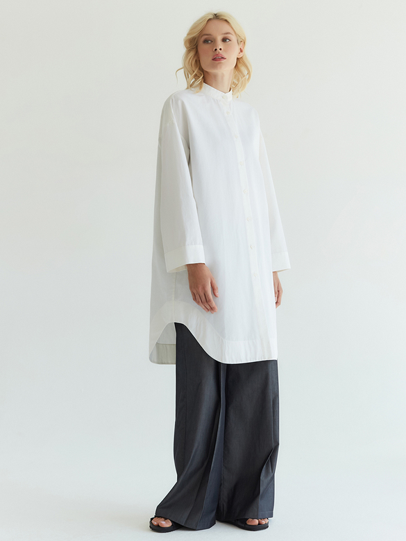 Рубашка удлинённая без воротника