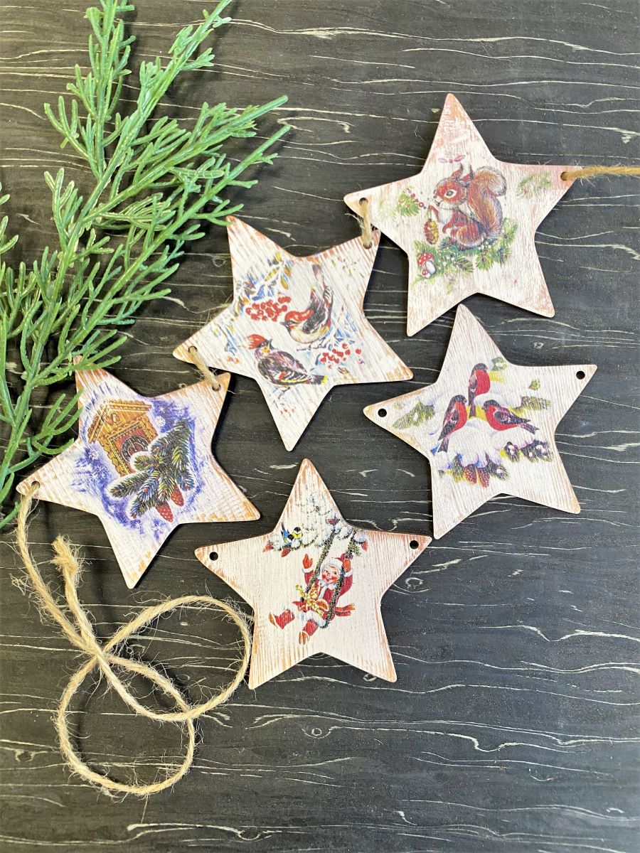 ГИРЛЯНДА "ЗВЕЗДЫ" ДЕРЕВЯННАЯ