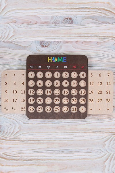 Вечный календарь, календарь из дерева, деревянный календарь
