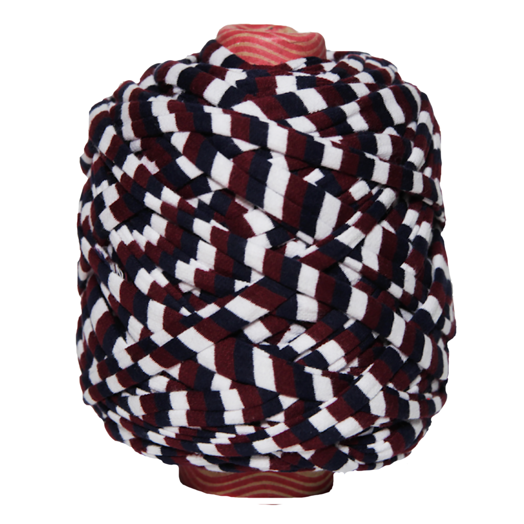 Трикотажная пряжа вторичного производства, 500 гр., цвет "Бордо/тёмно-синий/белый"