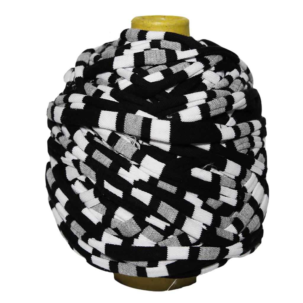 Трикотажная пряжа вторичного производства, 500 гр., цвет "Чёрный/серый/белый"