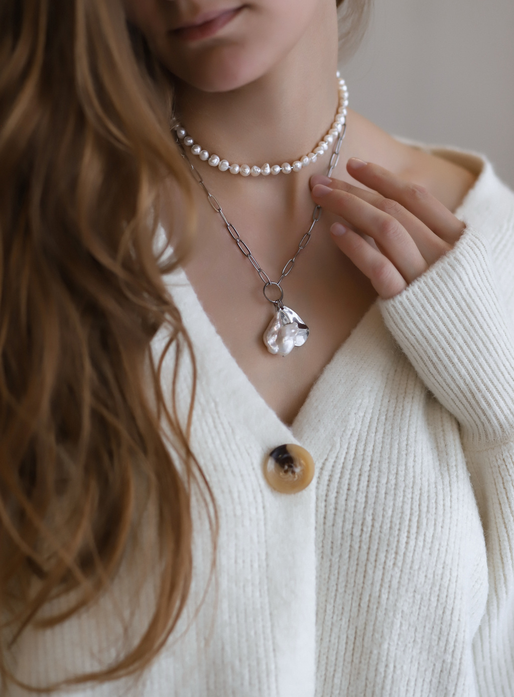 Колье-трансформер из жемчуга