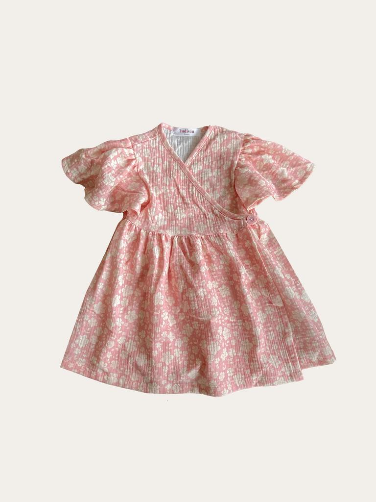 Платье из жатого хлопка "Тропические цветы"