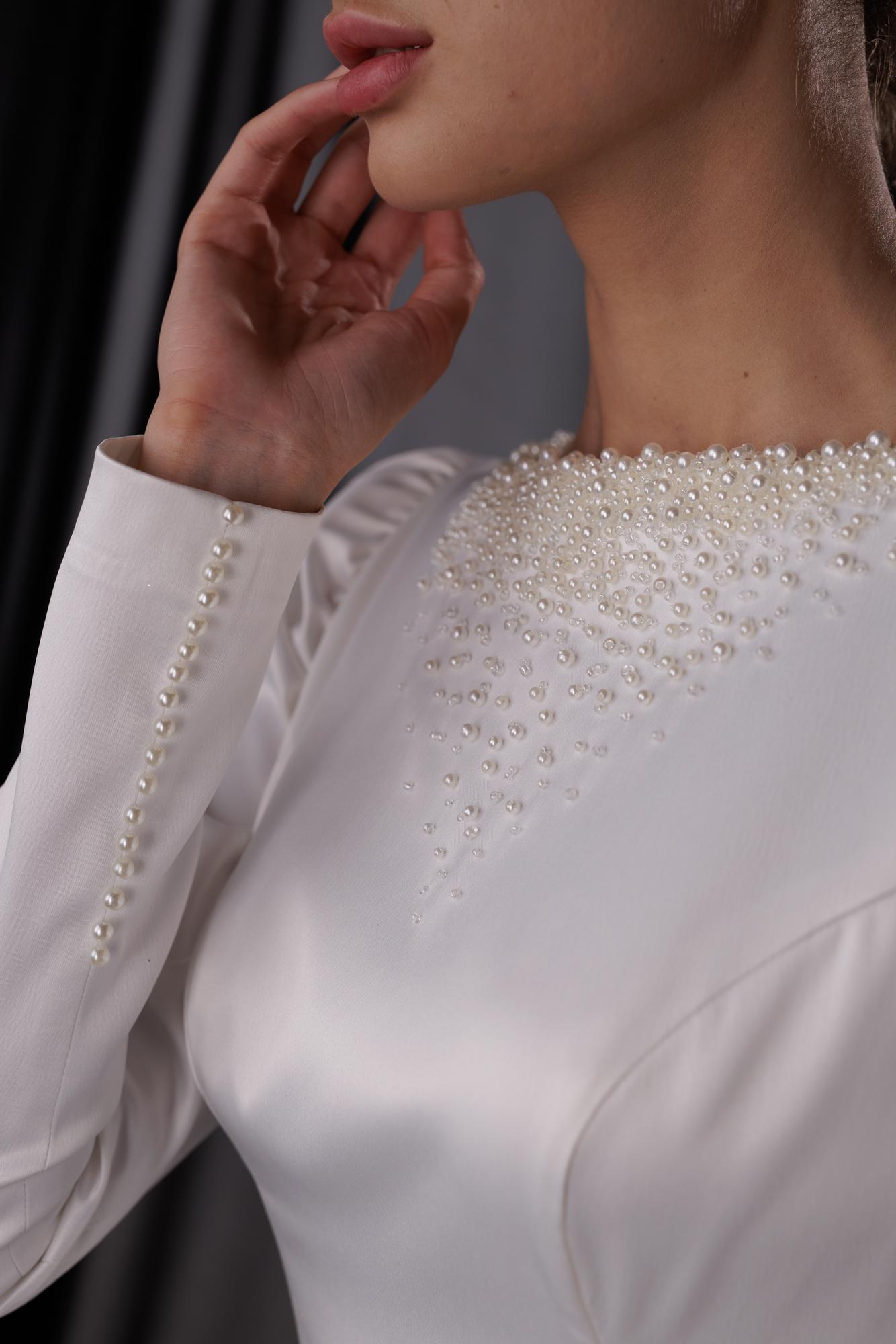 Свадебное платье BERTA длинное в молочном