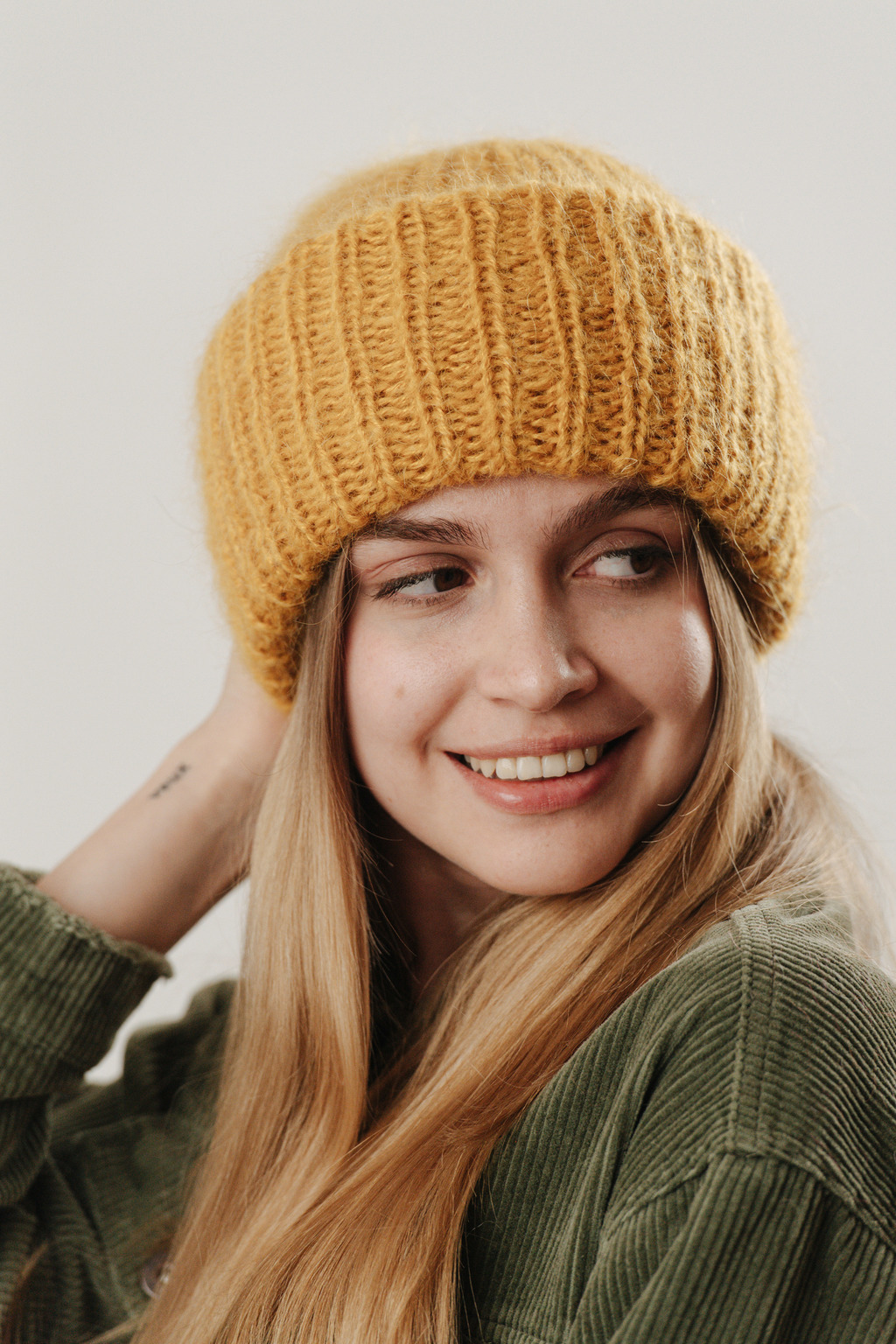 Double hat 2 нити горчичный