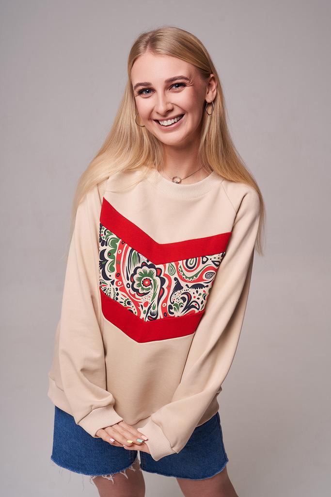 Женский свитшот свободного кроя Земляника бежевый