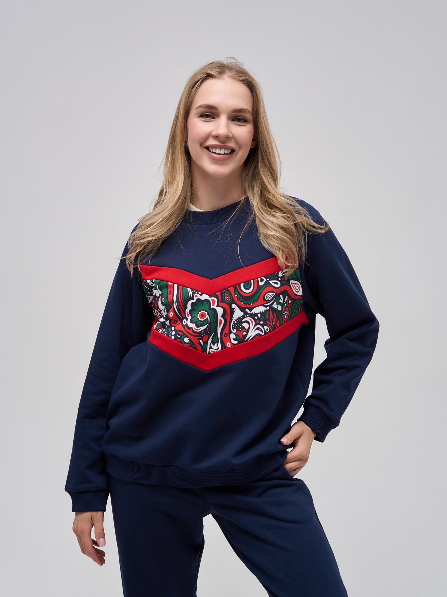 Женский свитшот свободного кроя Брусника синий