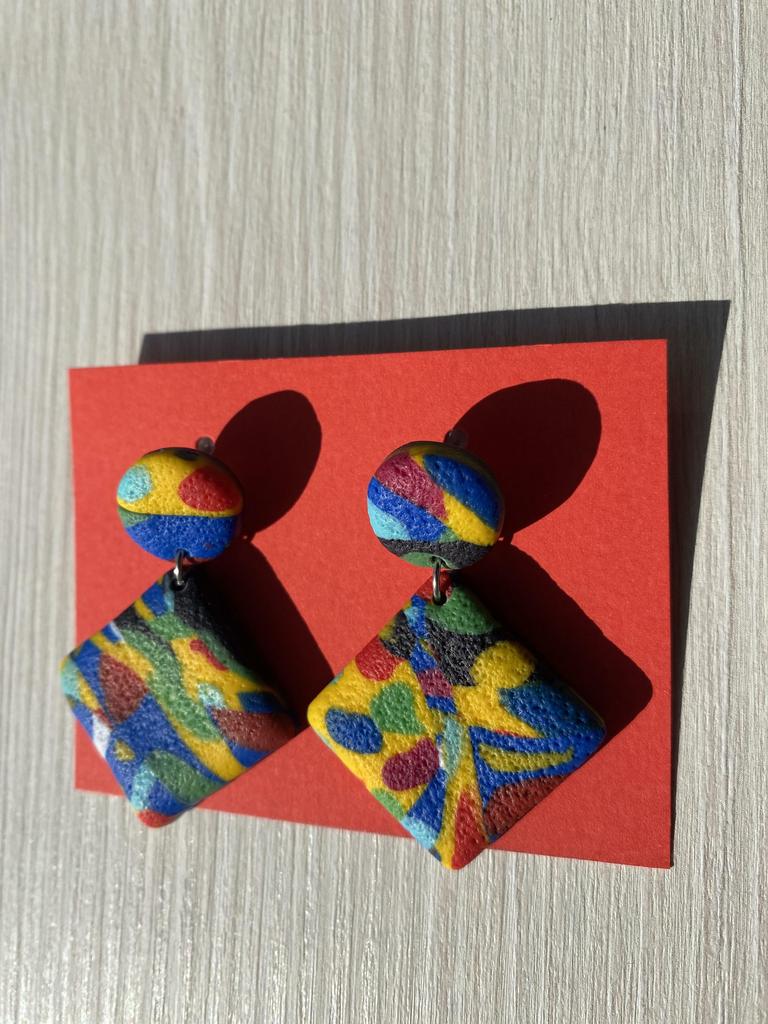 Серьги Мозаика ромбики