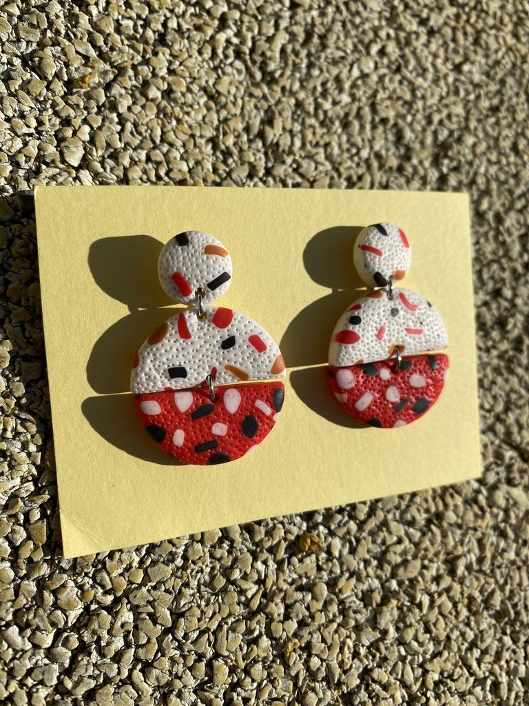 Серьги Бисер красно-белый mini