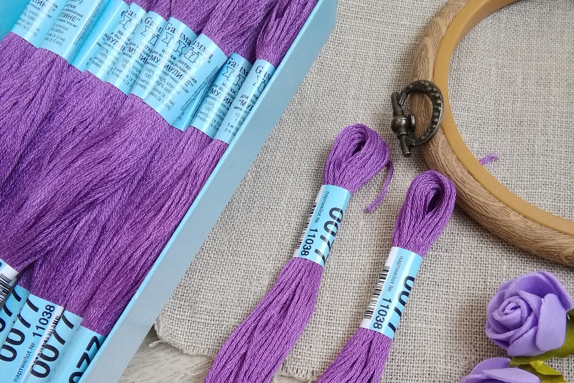 Мулине хлопок 100%, цвет сиреневый №0077