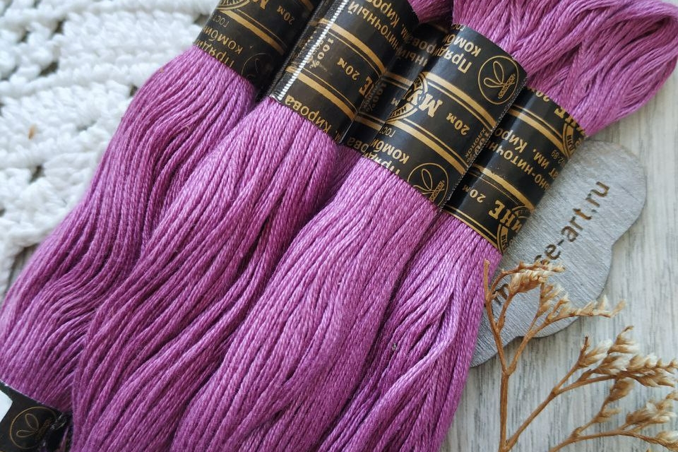 мулине кировское 20 метров сиреневые розовые фиолетовые