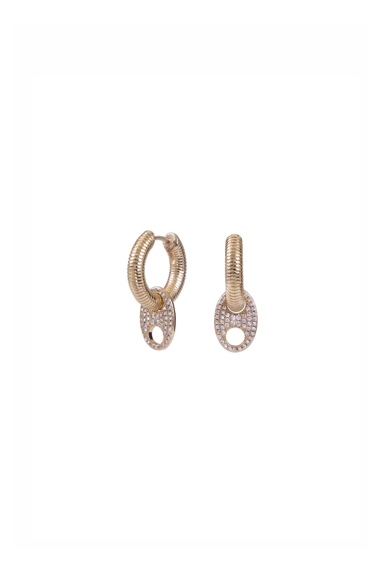 Серьги кольца с подвесками Button gold