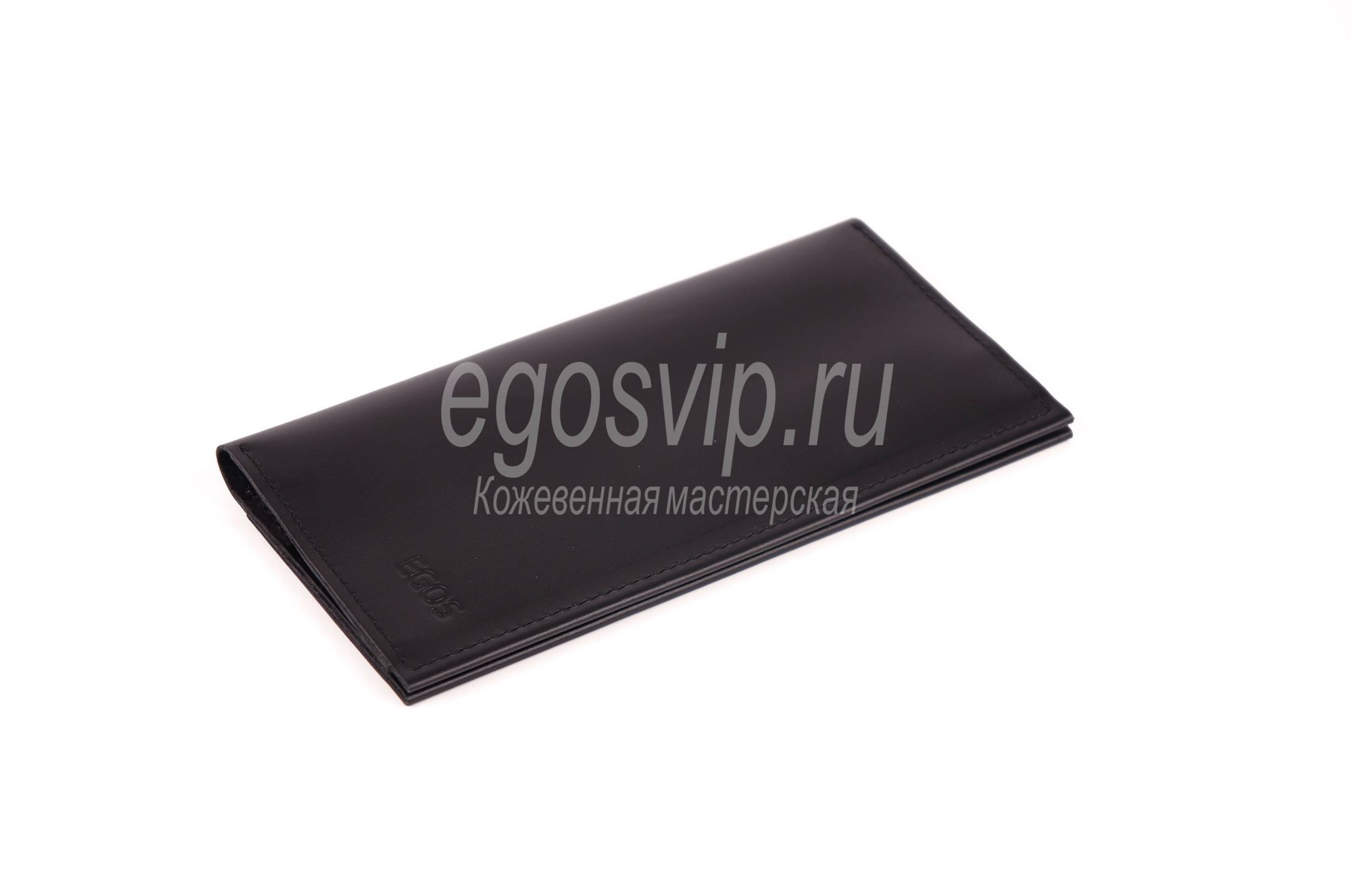 Портмоне кожаное с карманом на корпусе / модель 80 черный