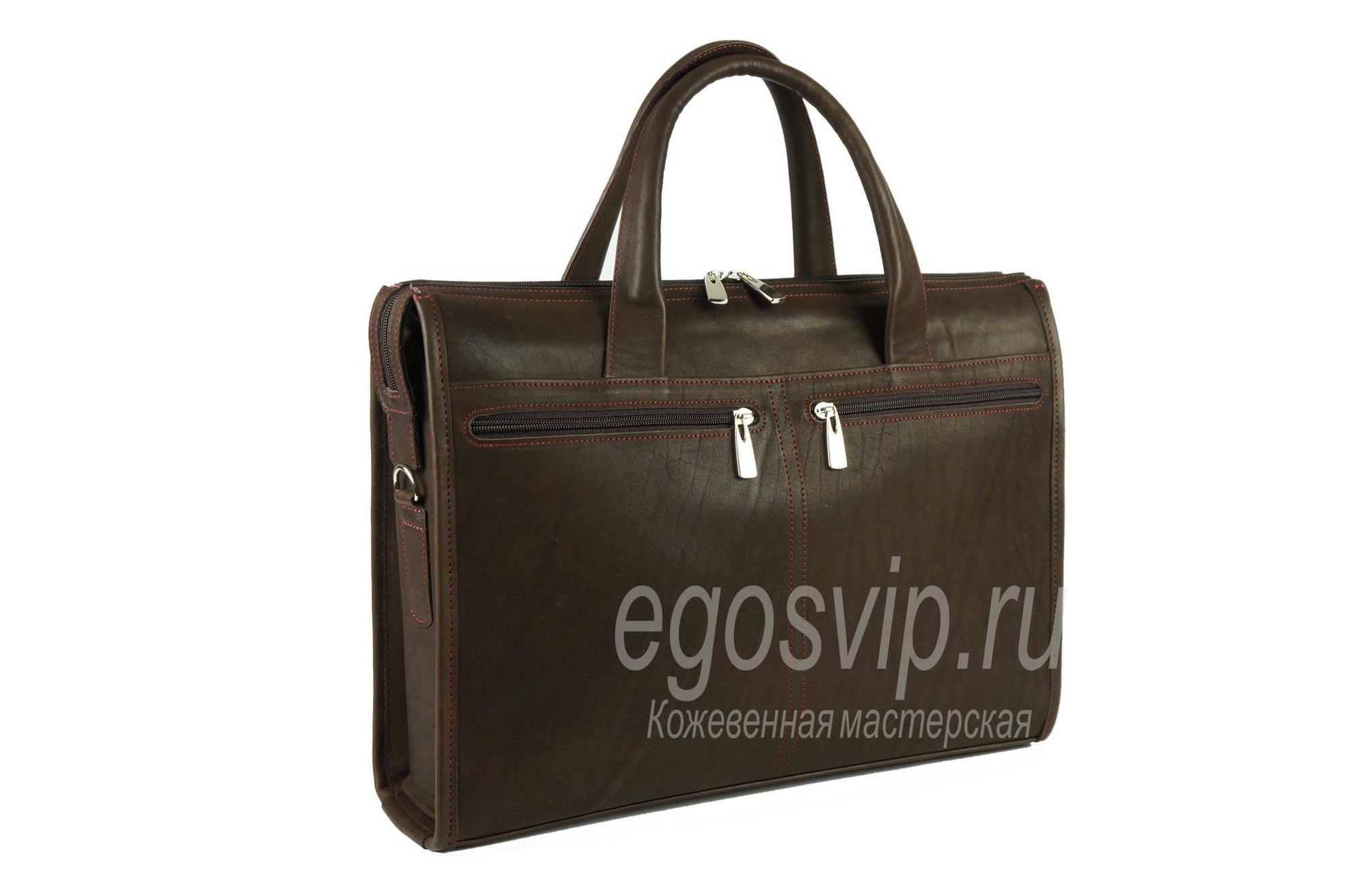 Кожаная сумка для ноутбука/ модель 73-01 коричневая