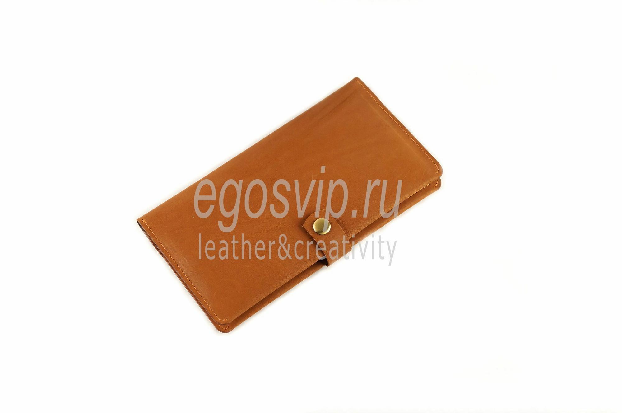 Кожаный кошелек для двух паспортов / модель 85 виски