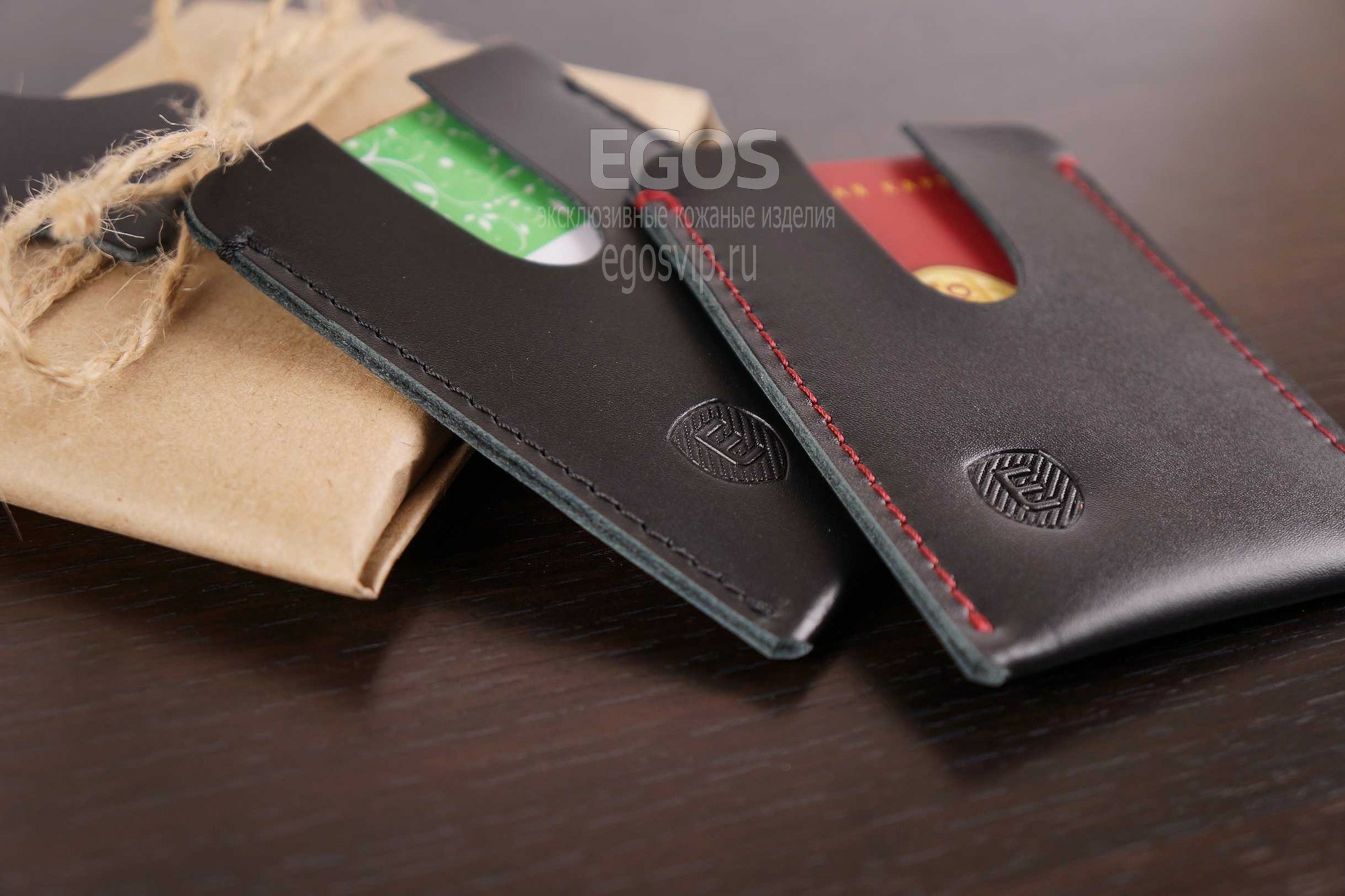 EGOS кожаный черный чехол для банковской карты
